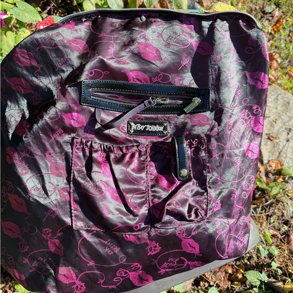 RARE Betsey Johnson clear sequined floral polka dot overnight bag - Picture 12 of 14